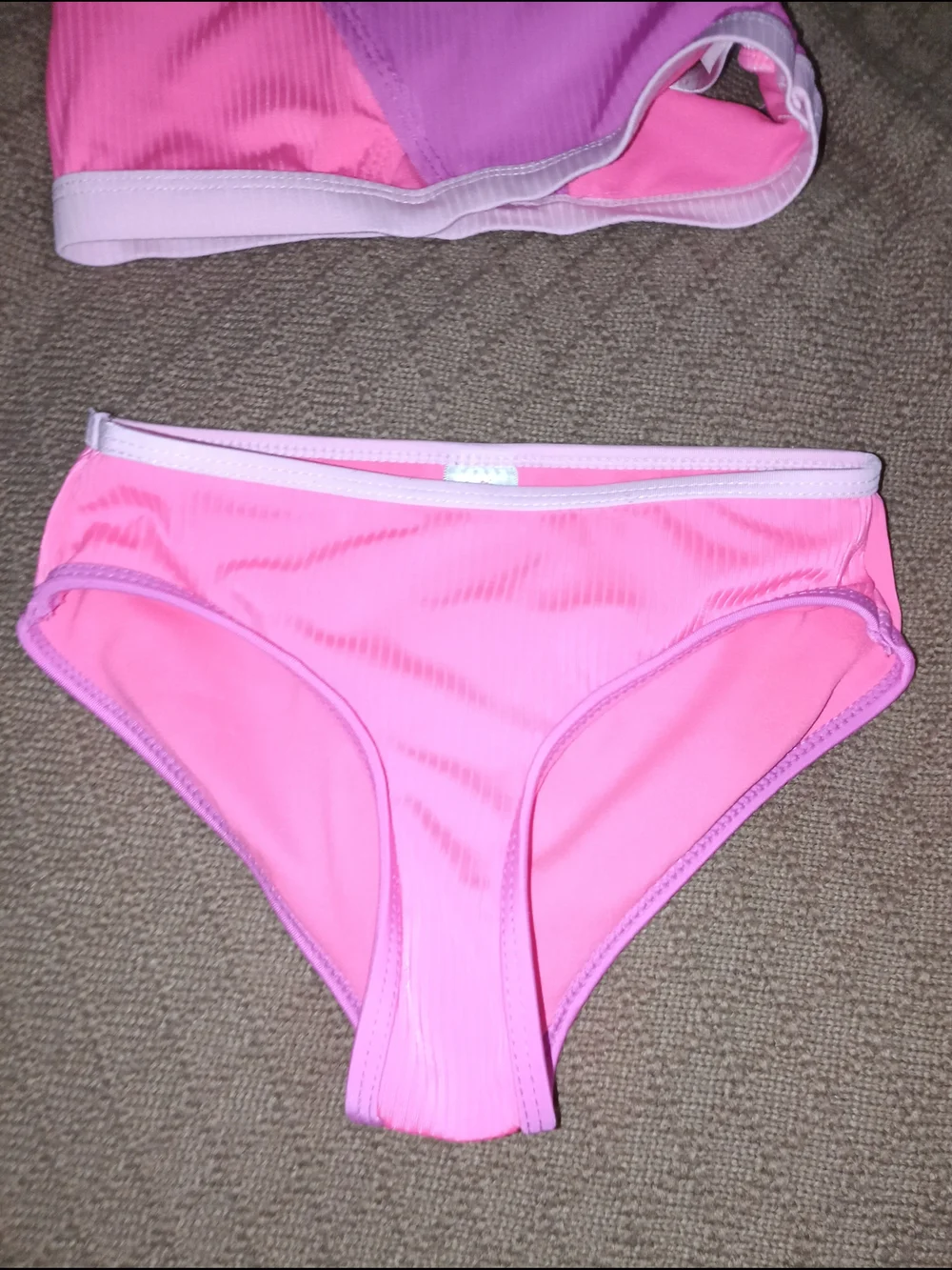 Girl's Justice Pink And Purple Neon  Swimsuit